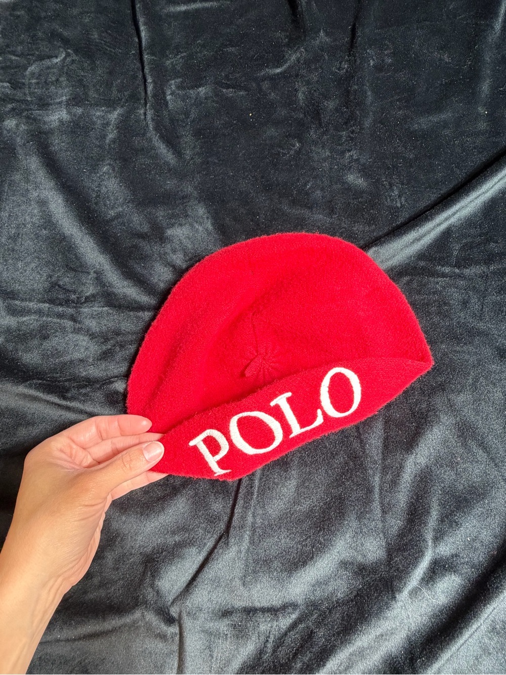 Polo by Ralph Lauren Red Knit Beret with White POLO Cuff